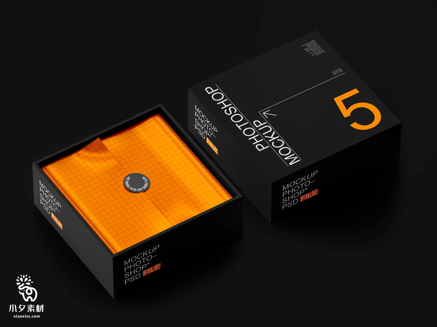 正方形天地盖礼品盒纸盒子VI展示包装智能贴图样机PSD设计素材【004】